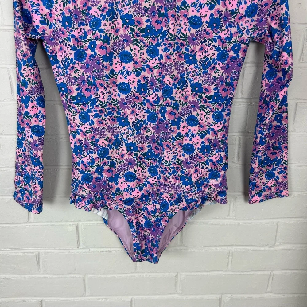 Vineyard Vines Girls Floral Long Sleeve One Piece Swimsuit Size M 12-14